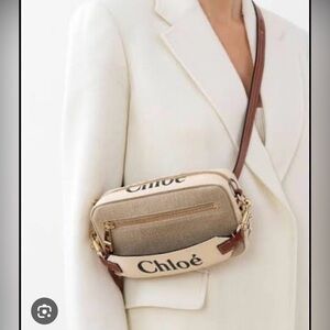 Chloé Beige Canvas and Brown Leather Crossbody Bag